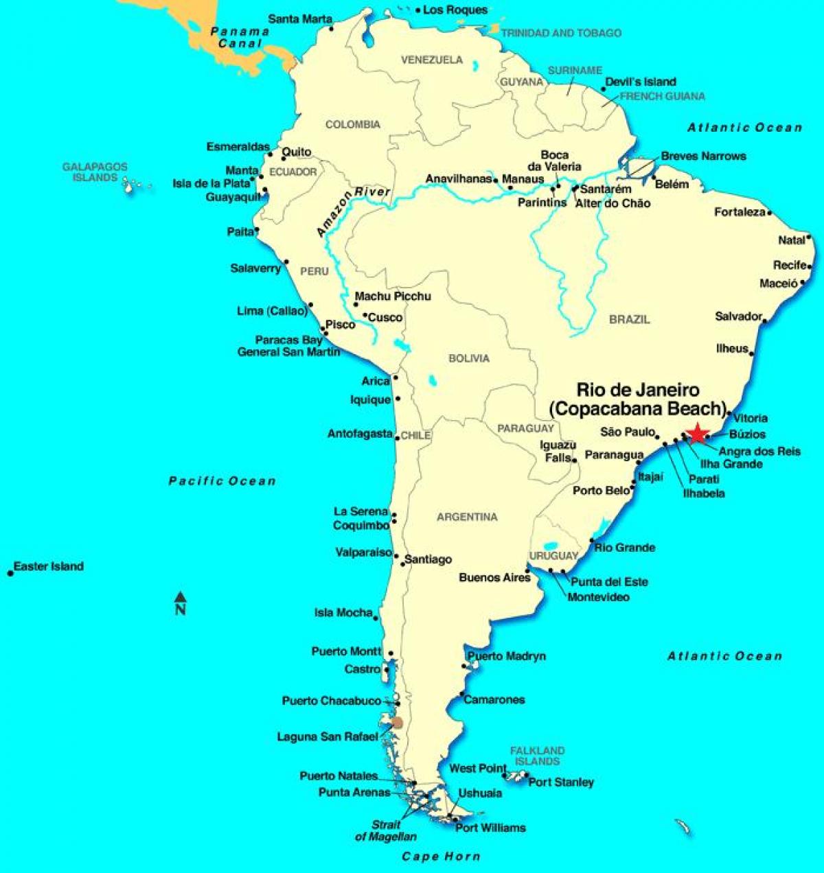 Peta Rio de Janeiro di Amerika Selatan