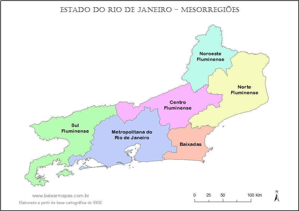 Peta mesoregions Rio de Janeiro