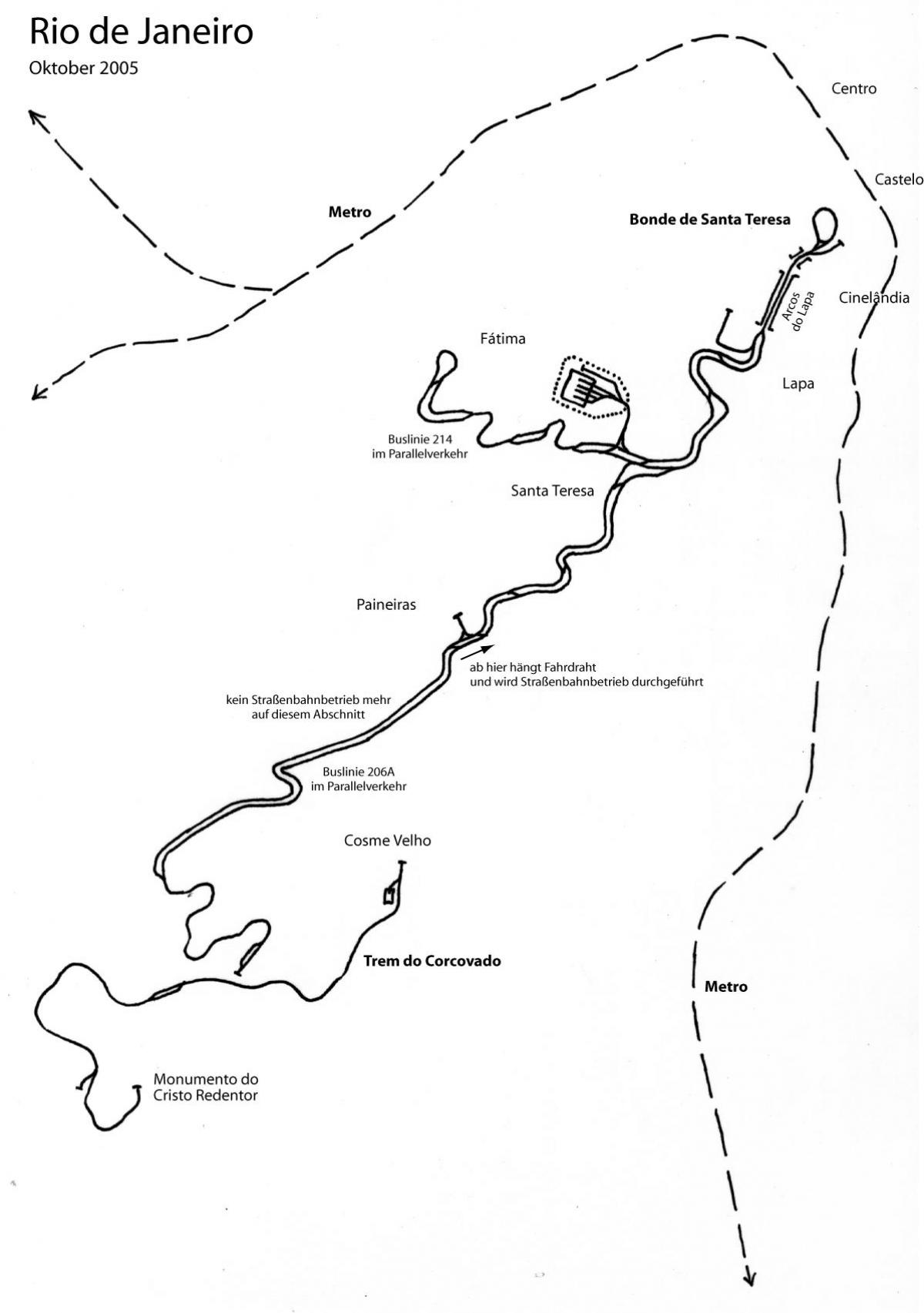 Peta Santa Teresa trem - Line 1