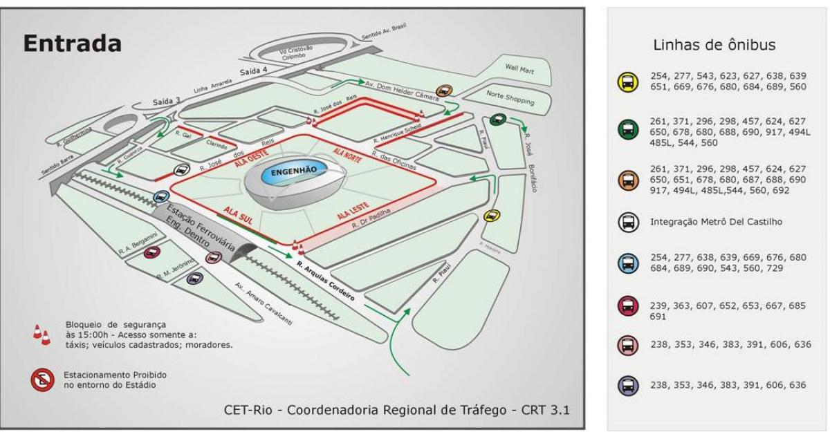 Peta stadium Engenhão mengangkut